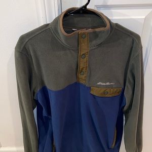 Eddie Bauer snap-up fleece sweater